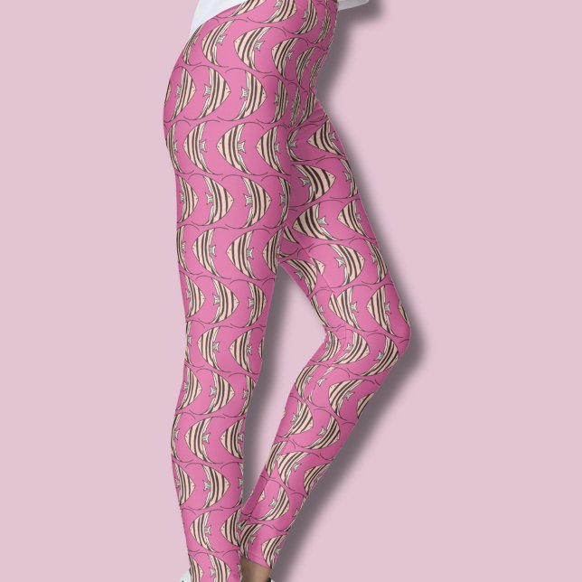 Rosa Fischmuster Leggings (Fish Angel Fish patterned leggings)