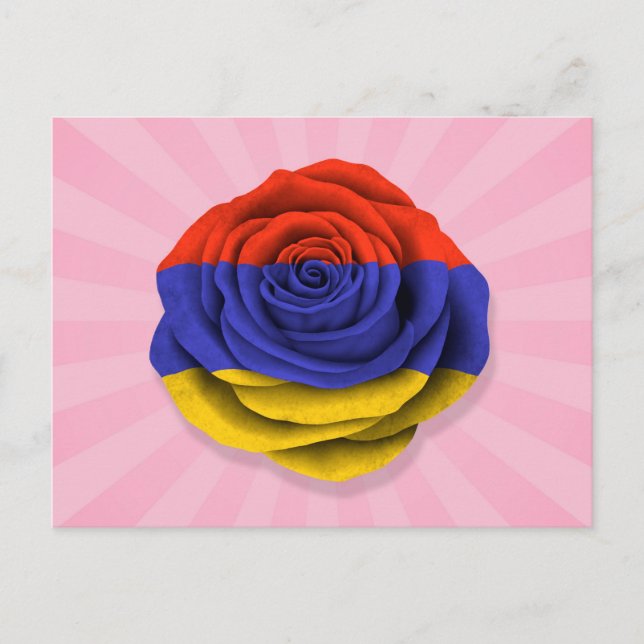 Rosa Flagge der armenischen Rose Postkarte (Vorderseite)