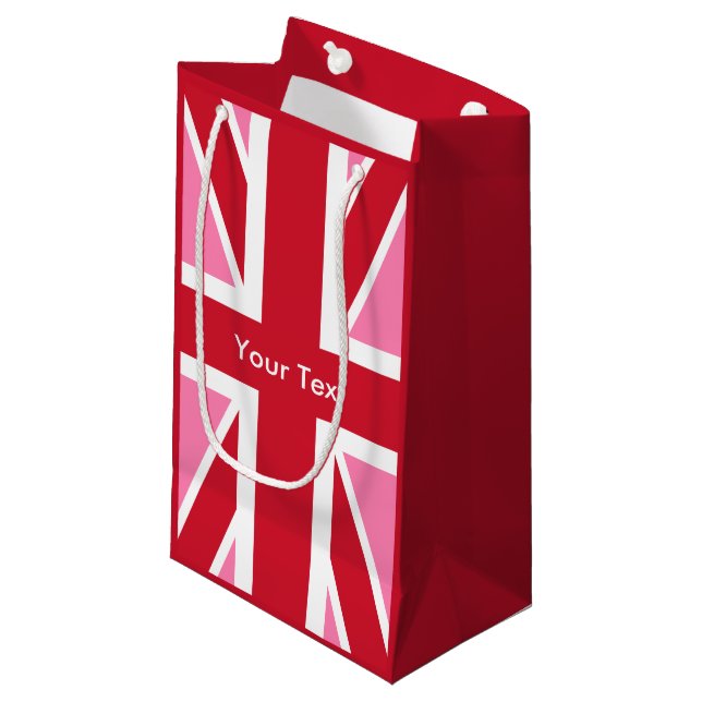 Rosa Flagge des Vereinigten Königreichs Kleine Geschenktüte (Vorderseite Schrägansicht)