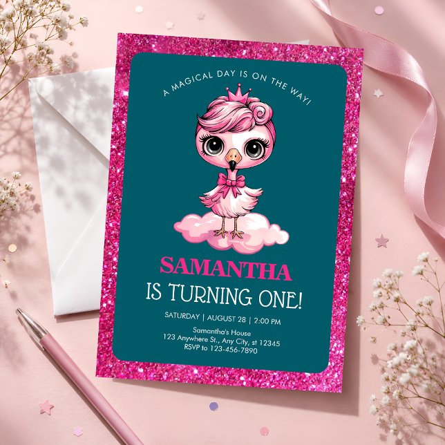Rosa Flamingo 1. Geburtstag Einladung (Von Creator hochgeladen)