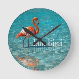 Rosa Flamingo abc-Inseln Runde Wanduhr