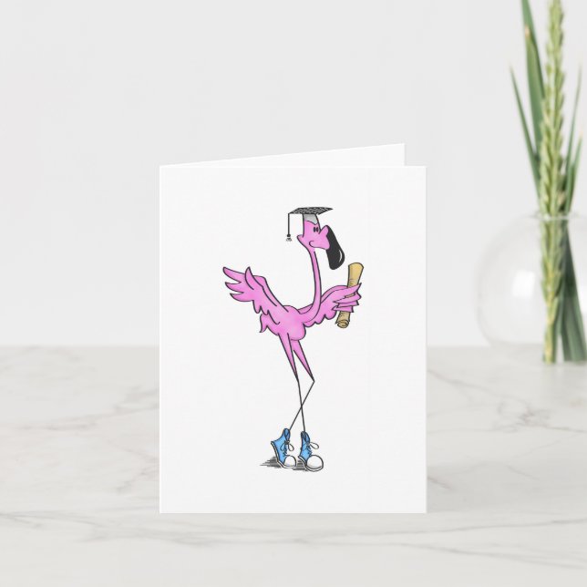 Rosa Flamingo-Abschluss-Mitteilungs-Karte Einladung (Vorderseite)