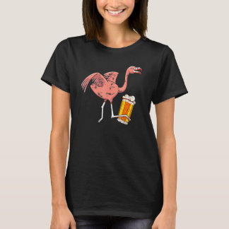 Rosa Flamingo Alkoholisches Bier trinkt Wading Bir T-Shirt