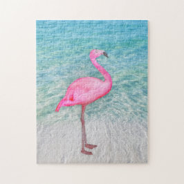 Rosa Flamingo am tropischen Strand