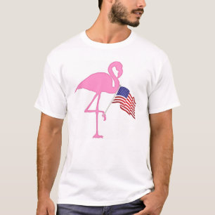 Rosa Flamingo Amerikanische Flagge T-Shirt