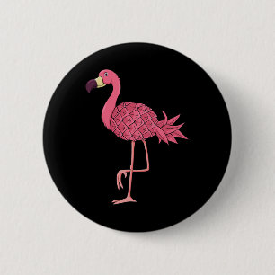 Rosa Flamingo Ananas Hawaii Urlaub Sommer Männer Button