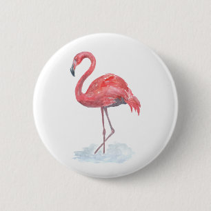 Rosa Flamingo Aquarell. Button