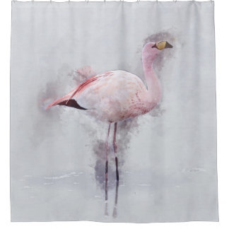 Rosa Flamingo-Aquarell Duschvorhang