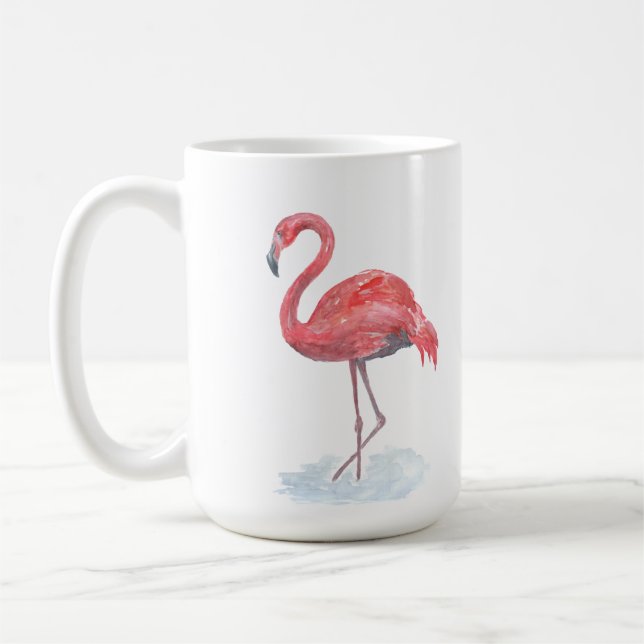 Rosa Flamingo, Aquarell. Kaffeetasse (Links)
