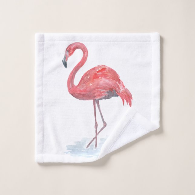 Rosa Flamingo, Aquarell. Waschlappen (Waschlappen)