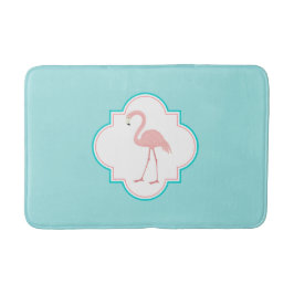 Rosa Flamingo auf Aqua-Hintergrund Badematte