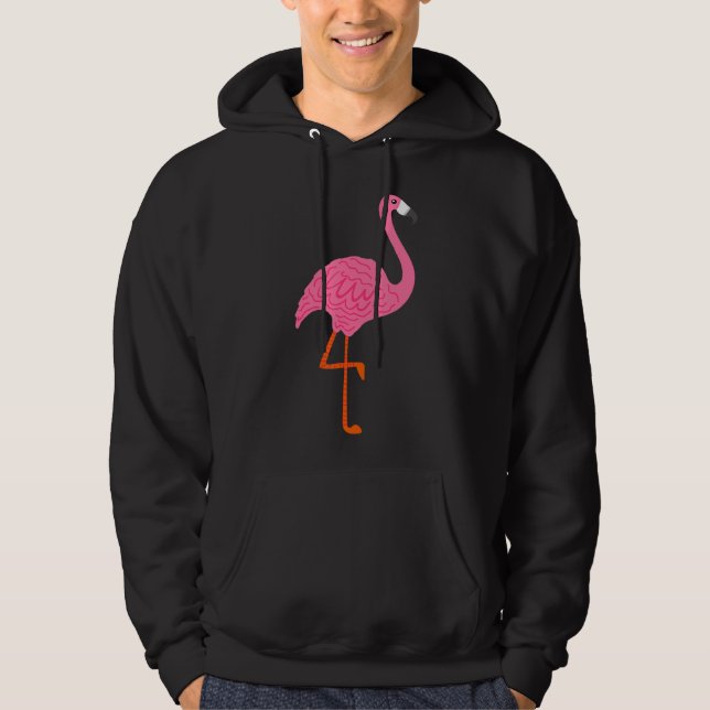 Rosa Flamingo auf einer Seite für Vogel & Nature B Hoodie (Vorderseite)