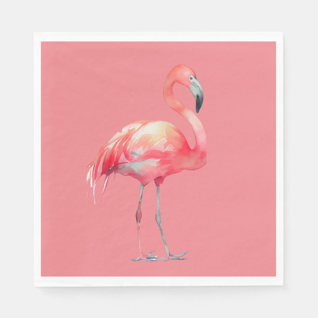 Rosa Flamingo auf rosa Papierservietten (Vorderseite)