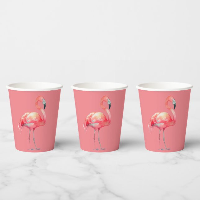 Rosa Flamingo auf rosa Papiertassen Pappbecher (Multi)