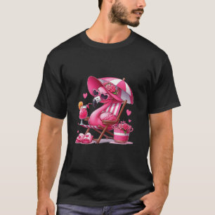Rosa Flamingo auf Stuhl mit Getränk T-Shirt