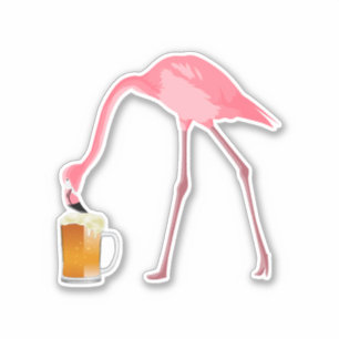 Rosa Flamingo-Bier-Liebhaber Aufkleber