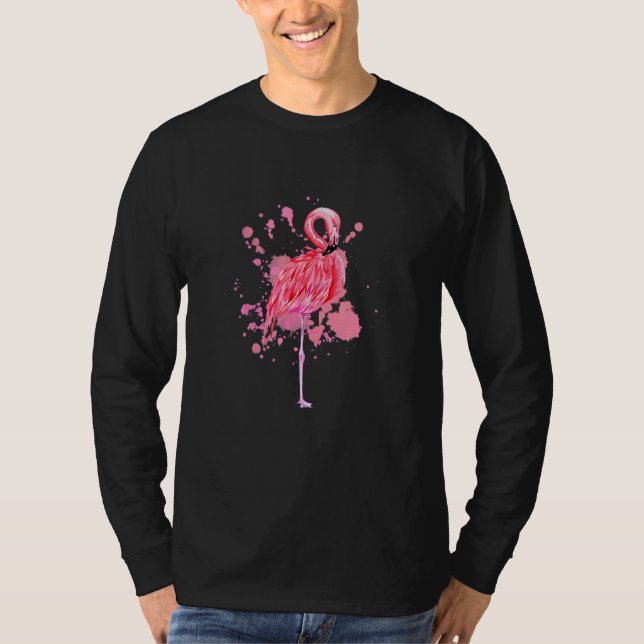 Rosa Flamingo Bird Artwork T-Shirt (Vorderseite)
