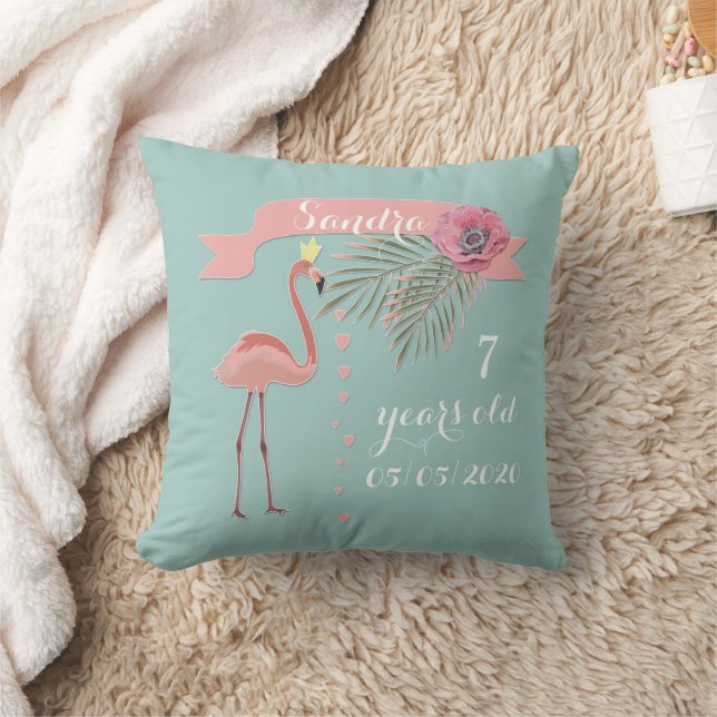 Rosa Flamingo , Blätter aus Palmen, für Mädchen Kissen (Decke)