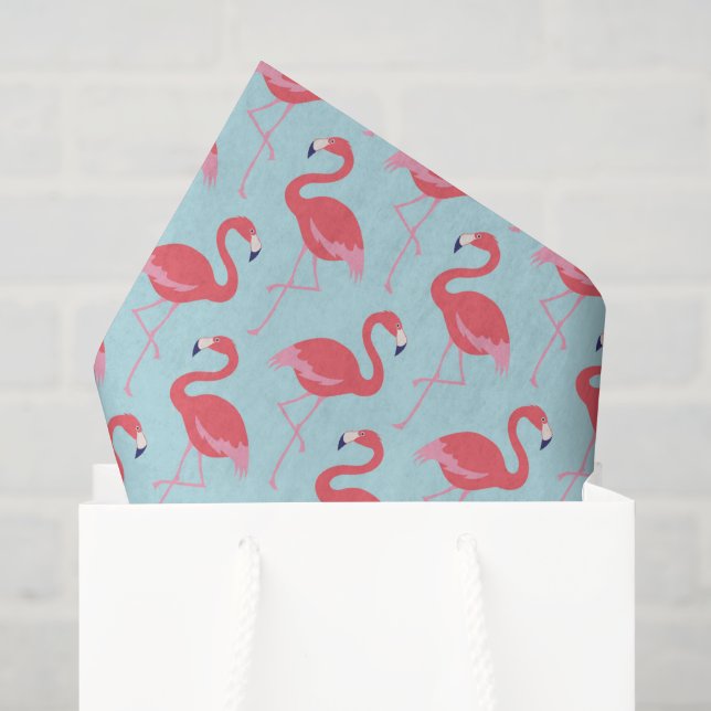 Rosa Flamingo-blaues Musterpapier Seidenpapier (Geschenktüte)