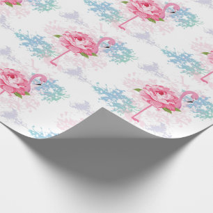 Rosa Flamingo Blumendesign Geschenkpapier