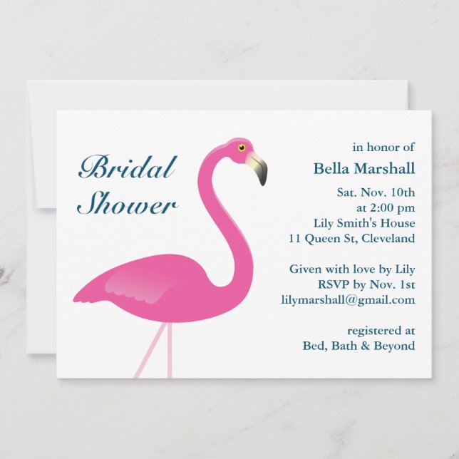 Rosa Flamingo Bridal Dusche Einladung (Vorderseite)