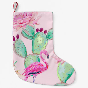 Rosa Flamingo, exotische Vögel, sanfte Blume, Rose Kleiner Weihnachtsstrumpf