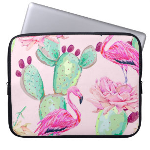 Rosa Flamingo, exotische Vögel, sanfte Blume, Rose Laptopschutzhülle
