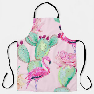 Rosa Flamingo, exotische Vögel, sanfte Blume, Rose Schürze