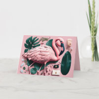 Rosa Flamingo Faltkarte, Karte