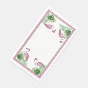 Rosa Flamingo Flamingos Monstera Palme Serviette