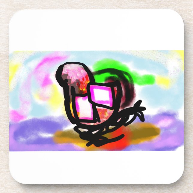 Rosa Flamingo Freude Liebe  Getränkeuntersetzer (Vorderseite)