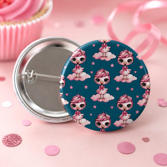 Rosa Flamingo Geburtstagsparty Button (Von Creator hochgeladen)