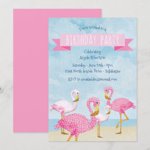 Rosa Flamingo Geburtstagsparty Einladung
