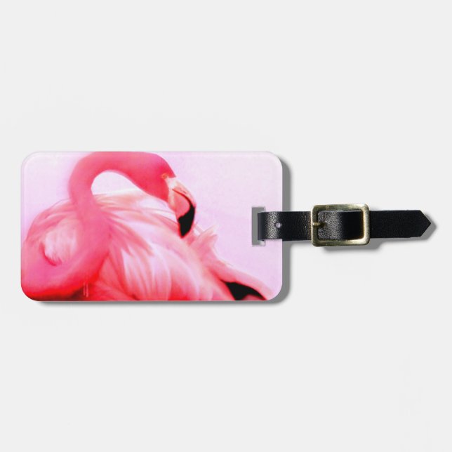 Rosa Flamingo Gepäckanhänger (Vorderseite horizontal)