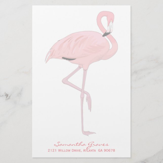 Rosa Flamingo-Gewohnheits-Briefpapier Briefpapier (Vorderseite)