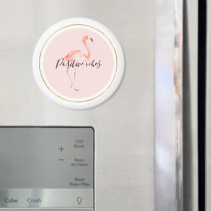 Rosa Flamingo Gold und Rahmen personalisiert Magnet