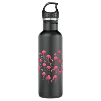Rosa Flamingo Herzliche Liebe für Frauen Kinder Ni Edelstahlflasche