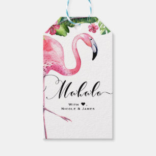 Rosa Flamingo Hibiskus Blumen Hawaii MAHALO ALOHA Geschenkanhänger