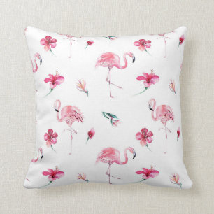Rosa Flamingo & Hibiskus Tropischer Sommer Glamour Kissen