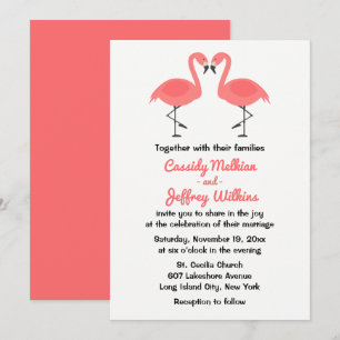 Rosa Flamingo-Hochzeit Tropischer Sommer Strand Einladung