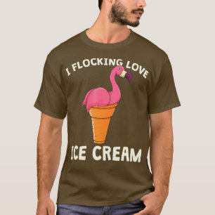 Rosa Flamingo Ice Creme Waffle Sommer Liebe T-Shirt