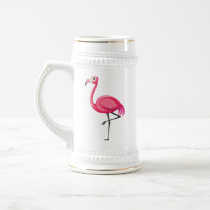 Rosa Flamingo im Cartoon-Stil Bierglas