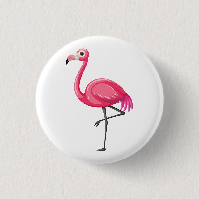 Rosa Flamingo im Cartoon-Stil Button (Vorderseite)