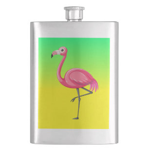 Rosa Flamingo im Cartoon-Stil Flachmann