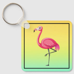 Rosa Flamingo im Cartoon-Stil Schlüsselanhänger