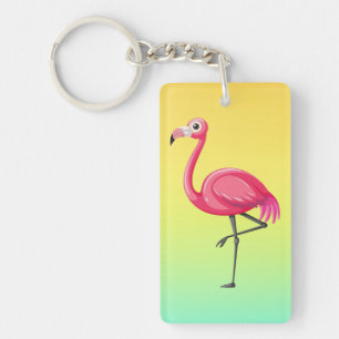 Rosa Flamingo im Cartoon-Stil Schlüsselanhänger