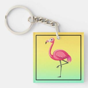 Rosa Flamingo im Cartoon-Stil Schlüsselanhänger