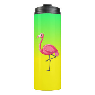 Rosa Flamingo im Cartoon-Stil Thermosbecher