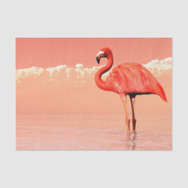 Rosa Flamingo im Wasser - 3D übertragen Seidenpapier (Vorderseite)