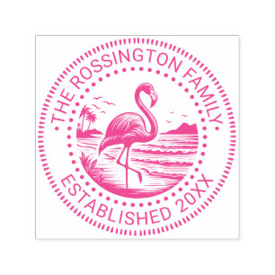 Rosa Flamingo im Wasser Familienname Datum Gegr. # Permastempel
